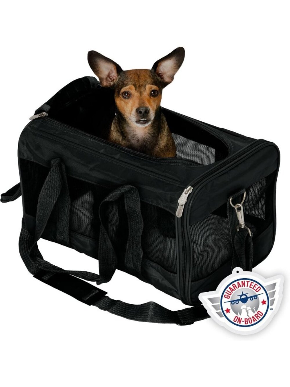 Deluxe Airline Approved Sherpa Pet Carrier - Travel-Friendly, Medium, Black